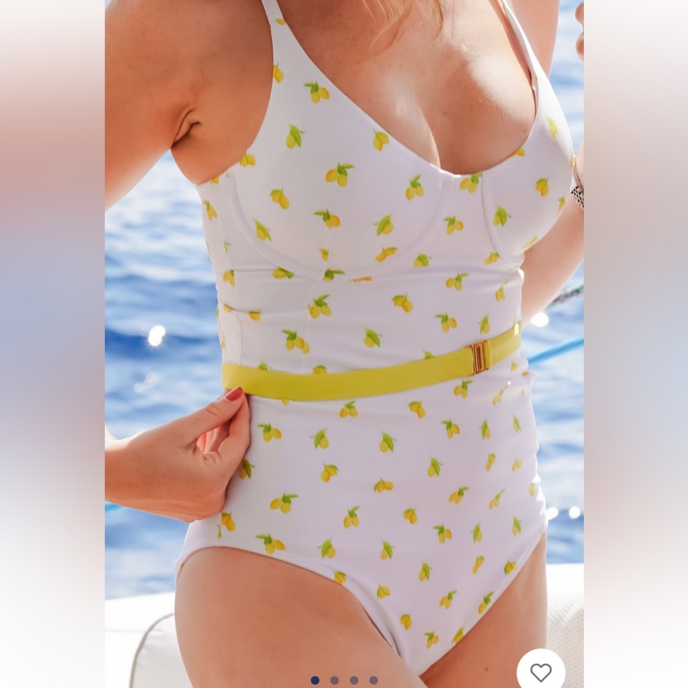 Kenny Flowers Lemon Print Underwire One Piece Bathing Suit